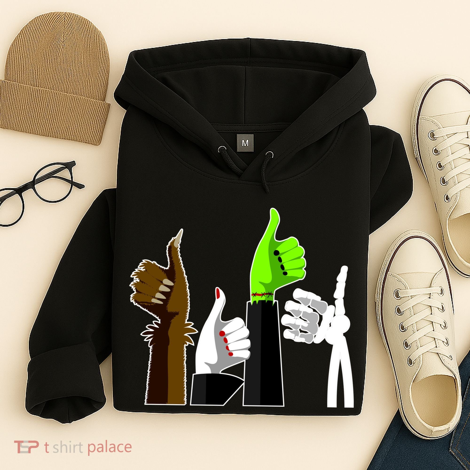 Halloween Monsters Thumps Up Hoodie