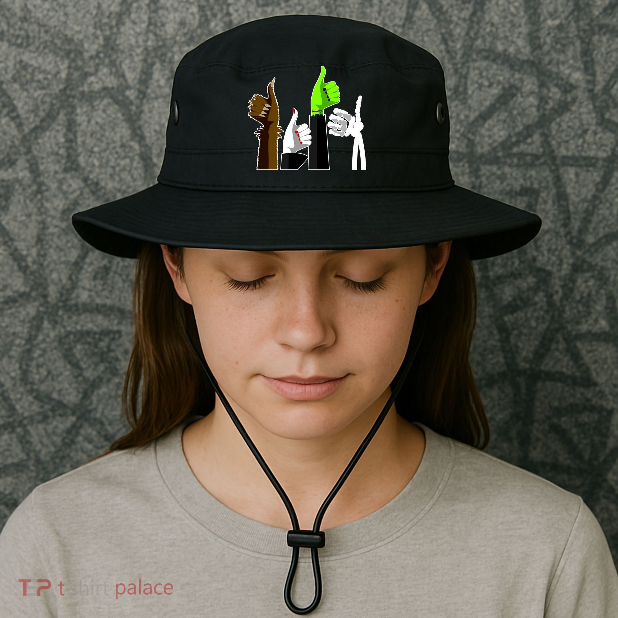 Halloween Monsters Thumps Up Bucket Hat
