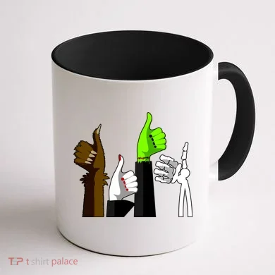 Halloween Monsters Thumps Up Coffee Mug back