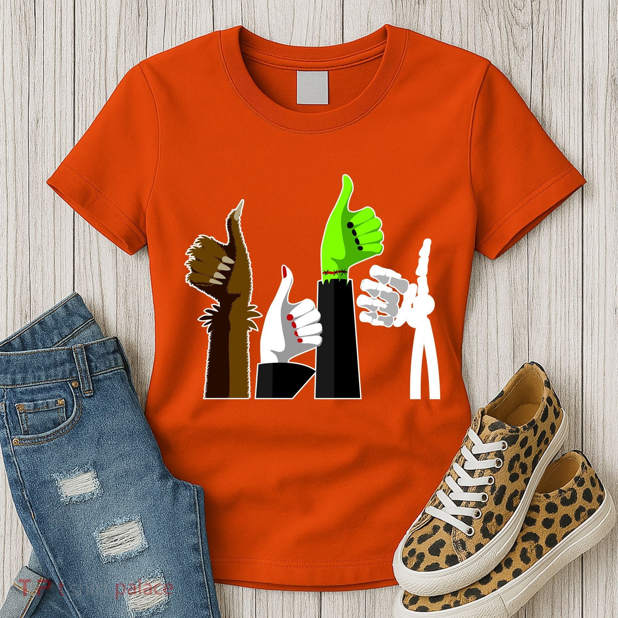 Halloween Monsters Thumps Up Women's T-Shirt