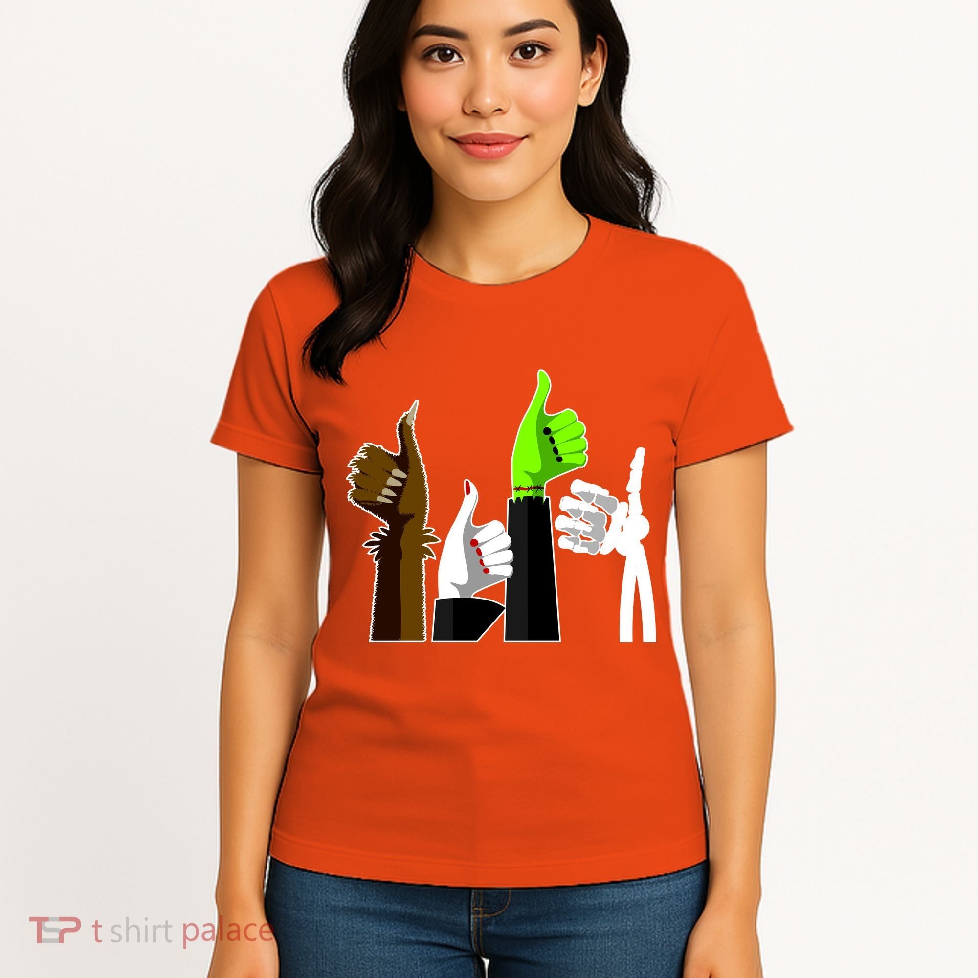 Halloween Monsters Thumps Up Women's T-Shirt