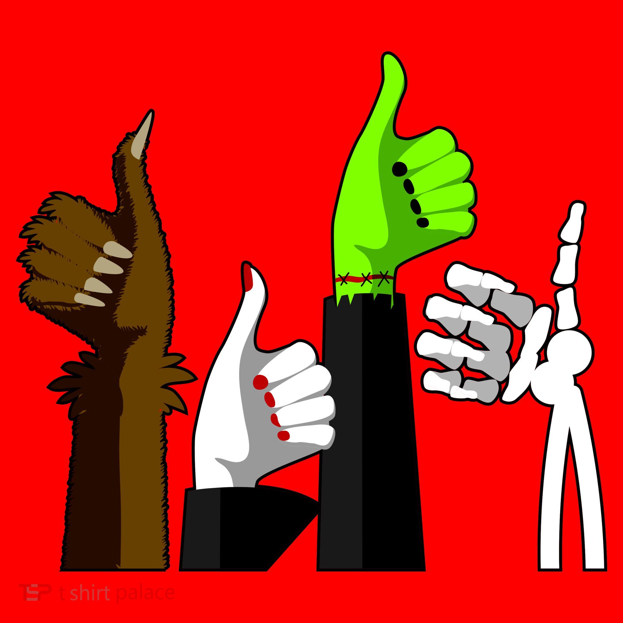 Halloween Monsters Thumps Up Santa Hat