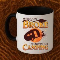 Halloween My Broom Broke So Now I Go Camping Coffee Mug thumb 2