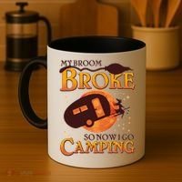 Halloween My Broom Broke So Now I Go Camping Coffee Mug thumb 4