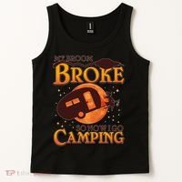 Halloween My Broom Broke So Now I Go Camping Tank Top thumb 2