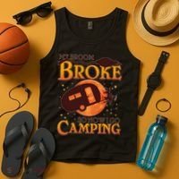 Halloween My Broom Broke So Now I Go Camping Tank Top thumb 4