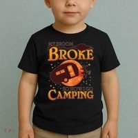 Halloween My Broom Broke So Now I Go Camping Toddler T-Shirt thumb 2