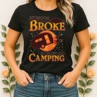 Halloween My Broom Broke So Now I Go Camping Women's T-Shirt thumb 2