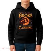 Halloween My Broom Broke So Now I Go Camping Kids Hoodie thumb 4