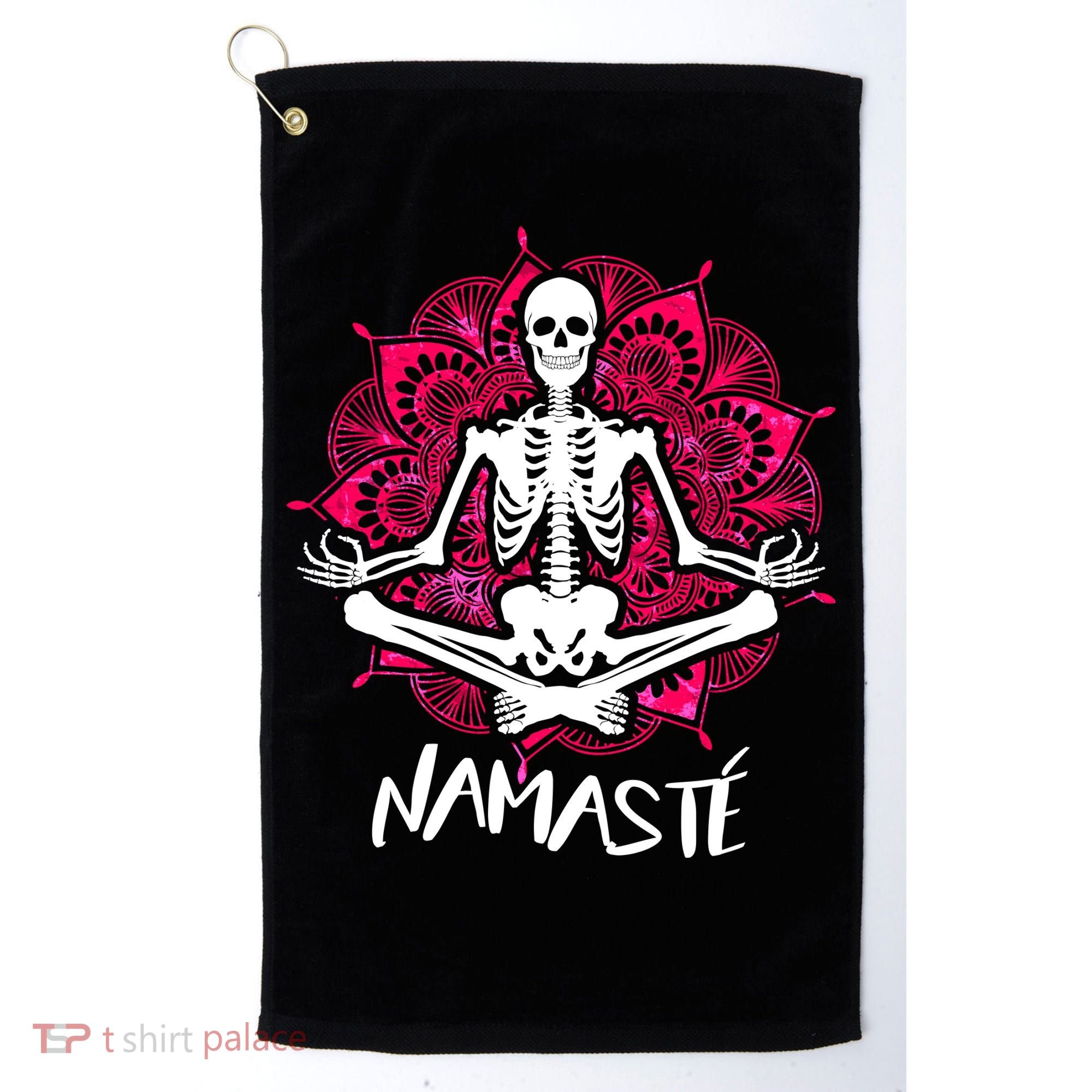 Halloween Namaste Skeleton Golf Towel