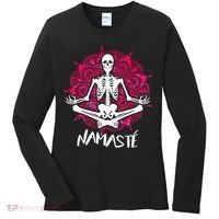Halloween Namaste Skeleton Women's Long Sleeve Shirt thumb 0