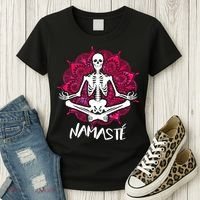 Halloween Namaste Skeleton Women's T-Shirt thumb 3