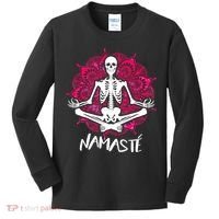 Halloween Namaste Skeleton Kids Long Sleeve Shirt thumb 0