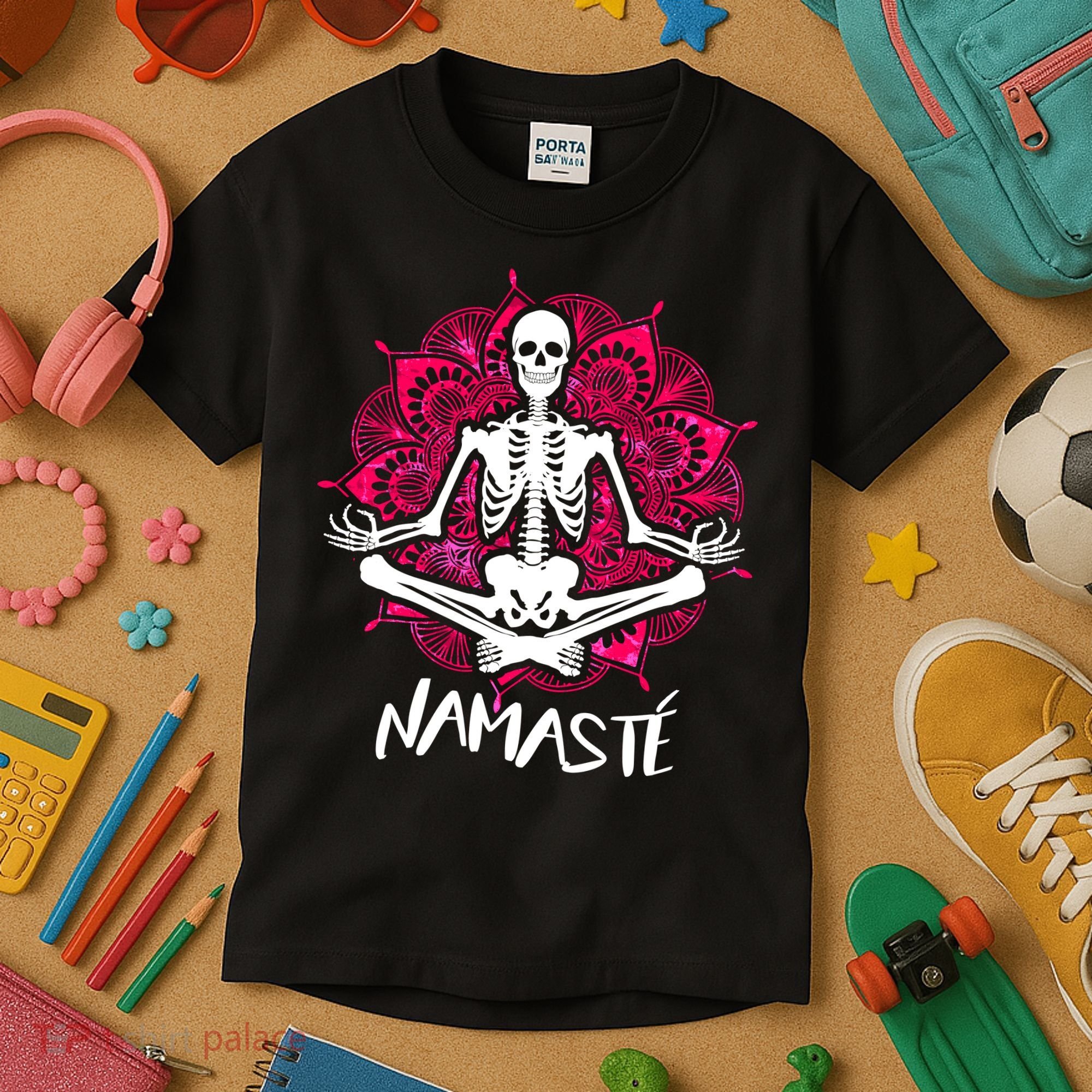 Halloween Namaste Skeleton Kids T-Shirt