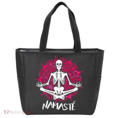 Halloween Namaste Skeleton Tote Bag