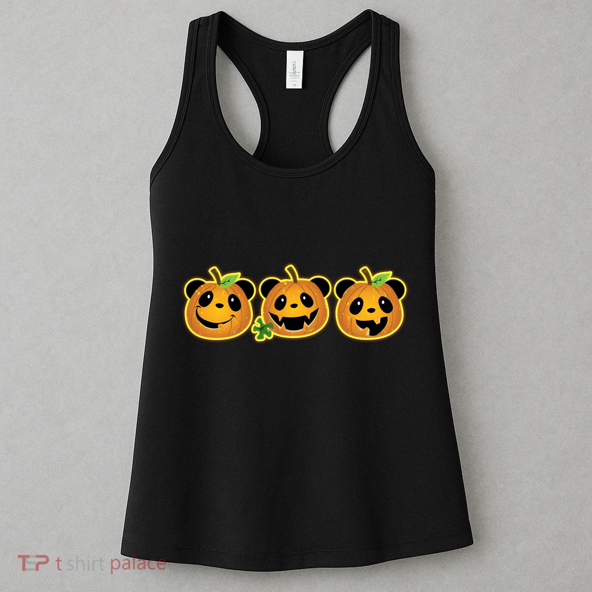 Halloween Panda Pumpkins Women's Tank Top