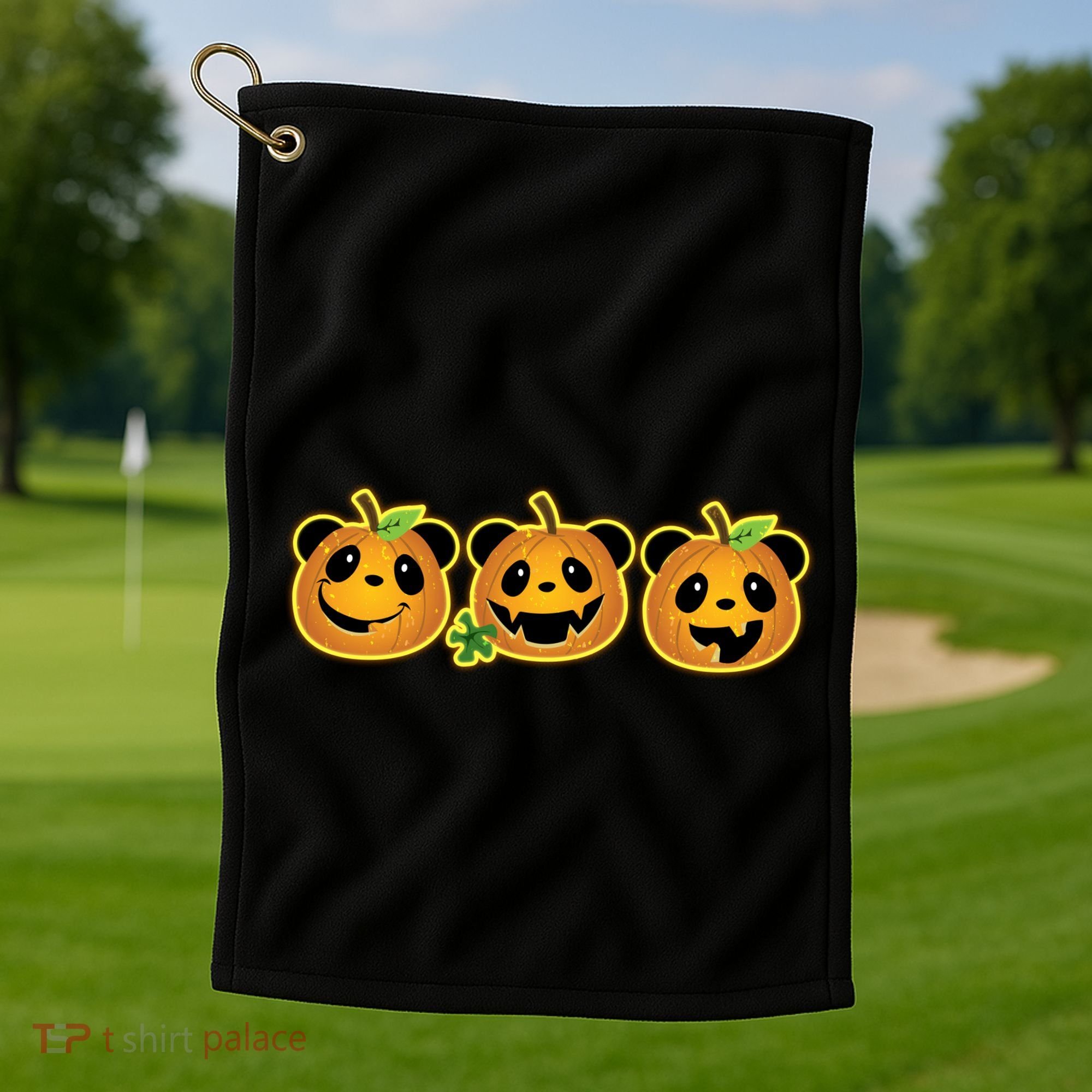 Halloween Panda Pumpkins Golf Towel