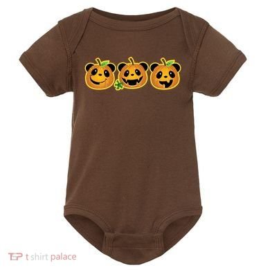 Halloween Panda Pumpkins Baby Bodysuit