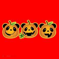 Halloween Panda Pumpkins Santa Hat thumb 1