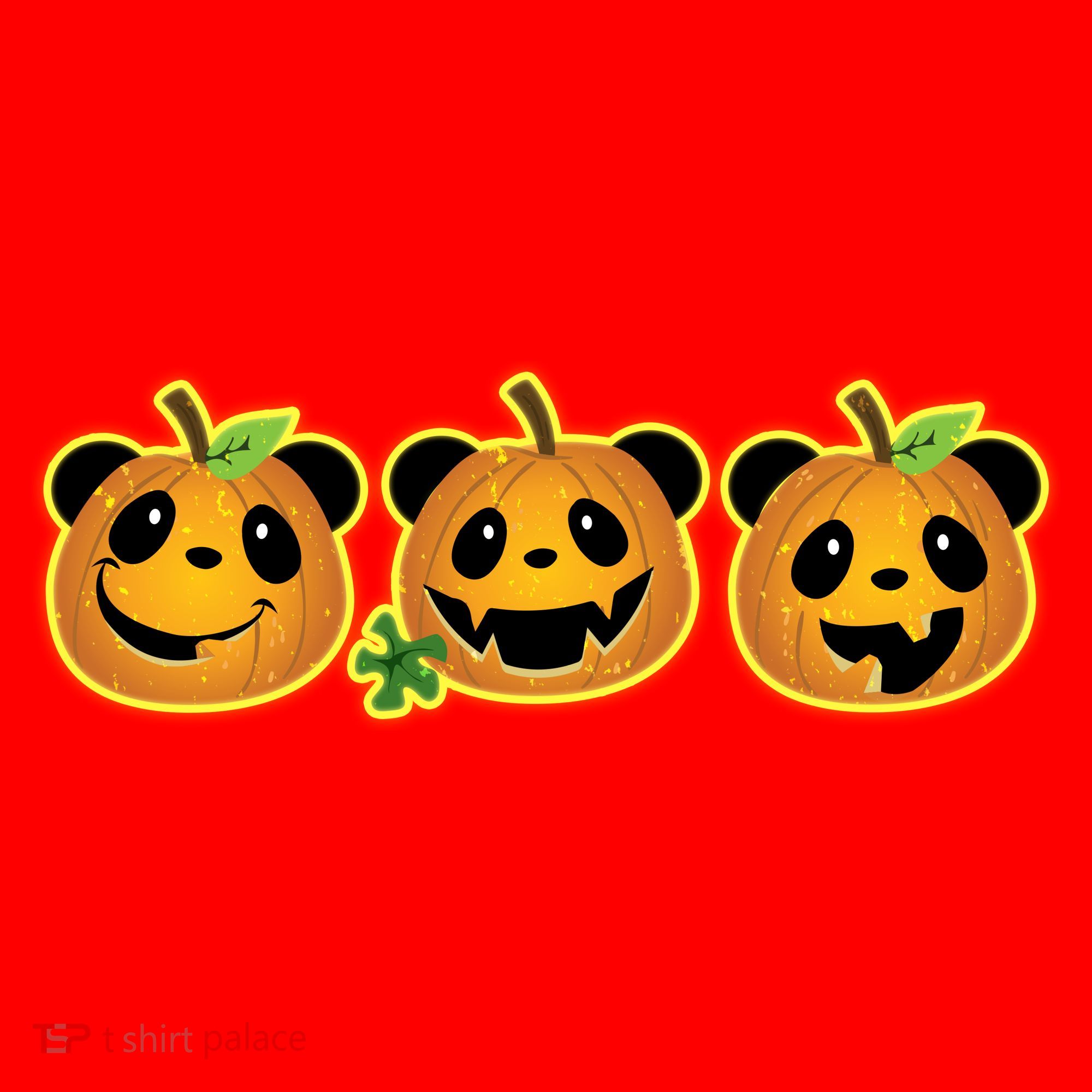 Halloween Panda Pumpkins Santa Hat