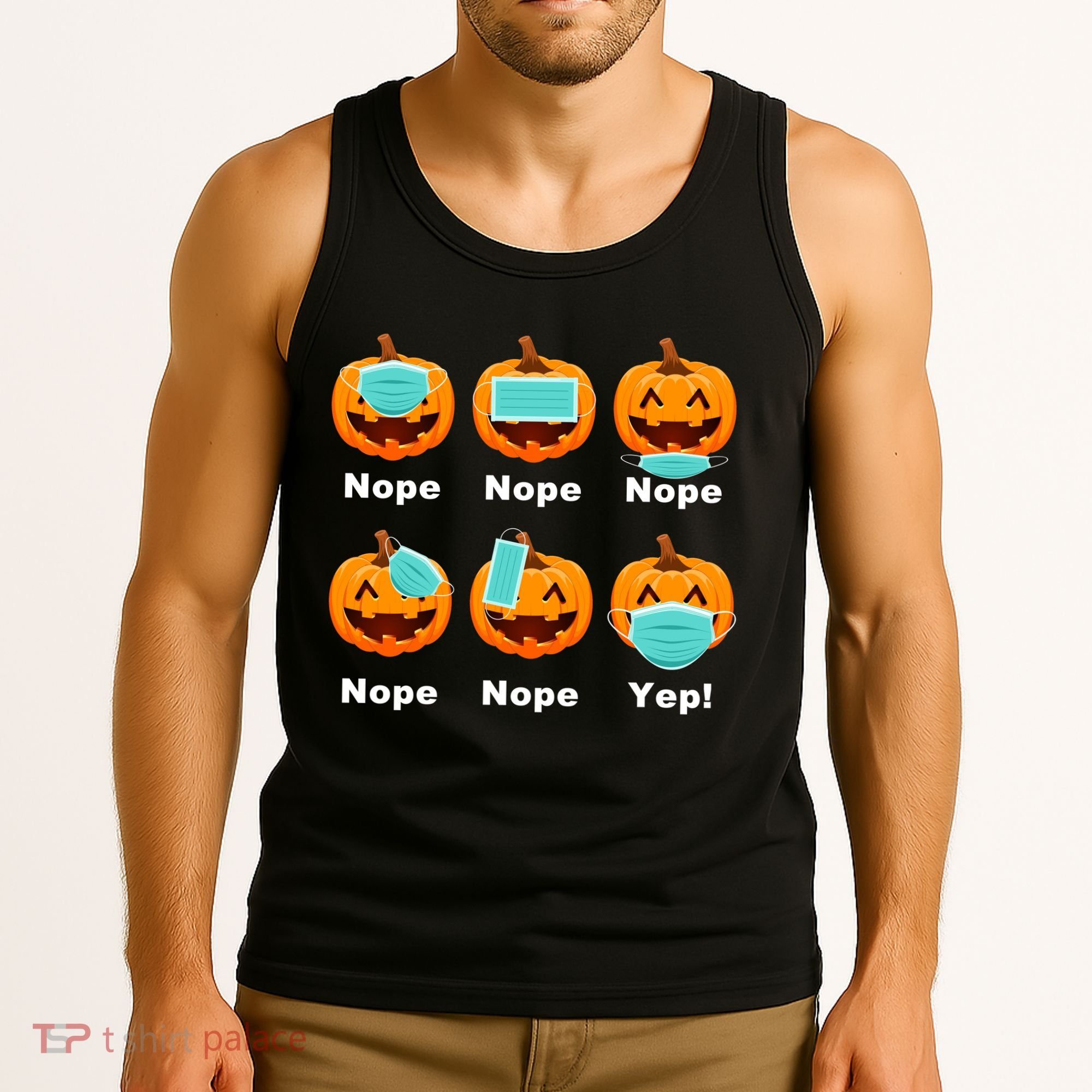 Halloween Pandemic Pumpkin Mask Funny Cute Tank Top