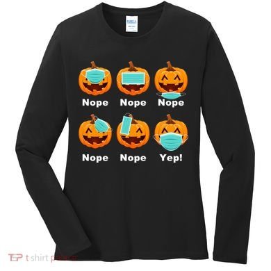 Halloween Pandemic Pumpkin Mask Funny Cute Women's Long Sleeve Shirt