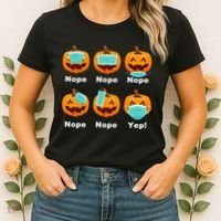Halloween Pandemic Pumpkin Mask Funny Cute Women's T-Shirt thumb 2