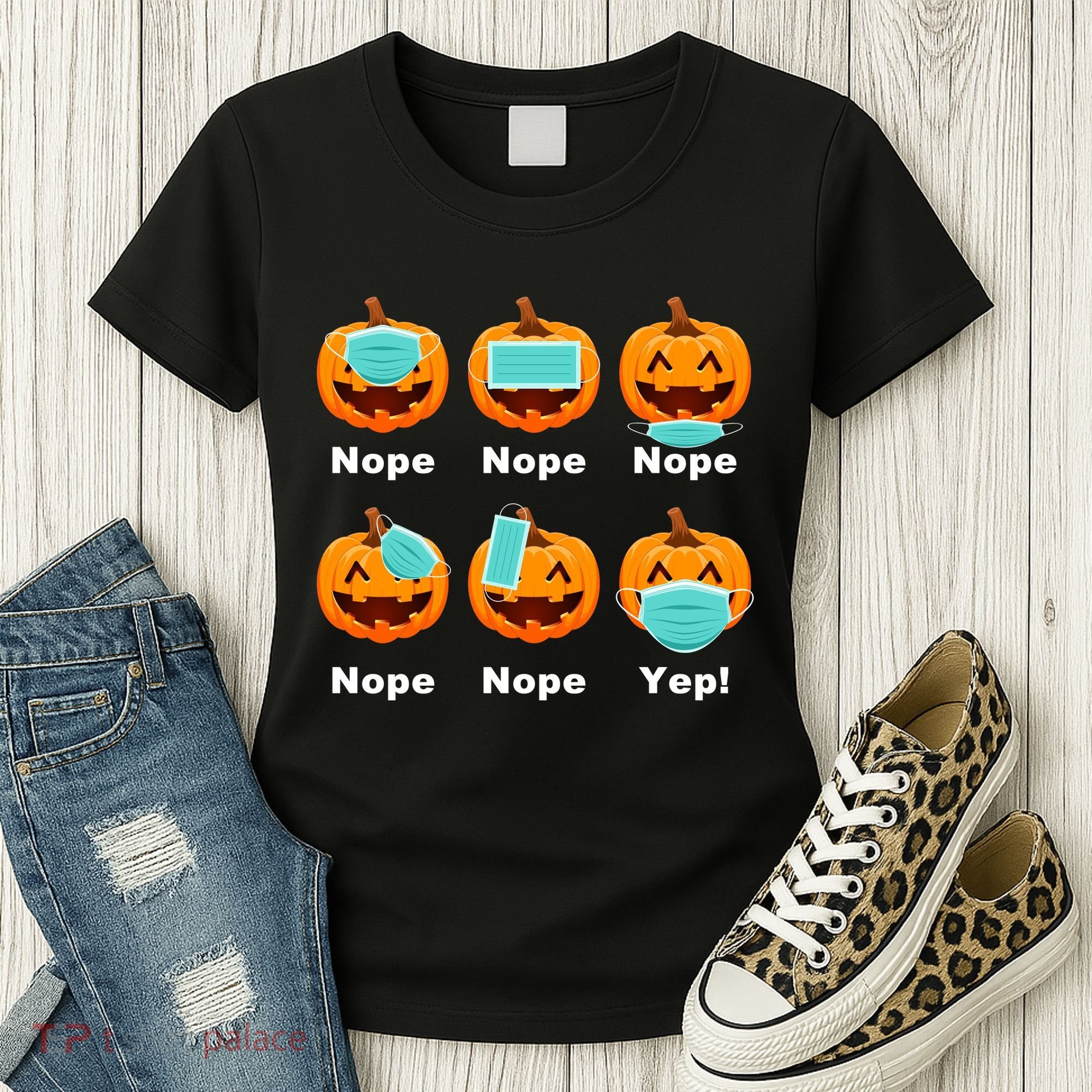 Halloween Pandemic Pumpkin Mask Funny Cute Women's T-Shirt
