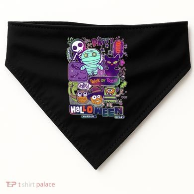 Halloween Party Doodles USA-Made Doggie Bandana