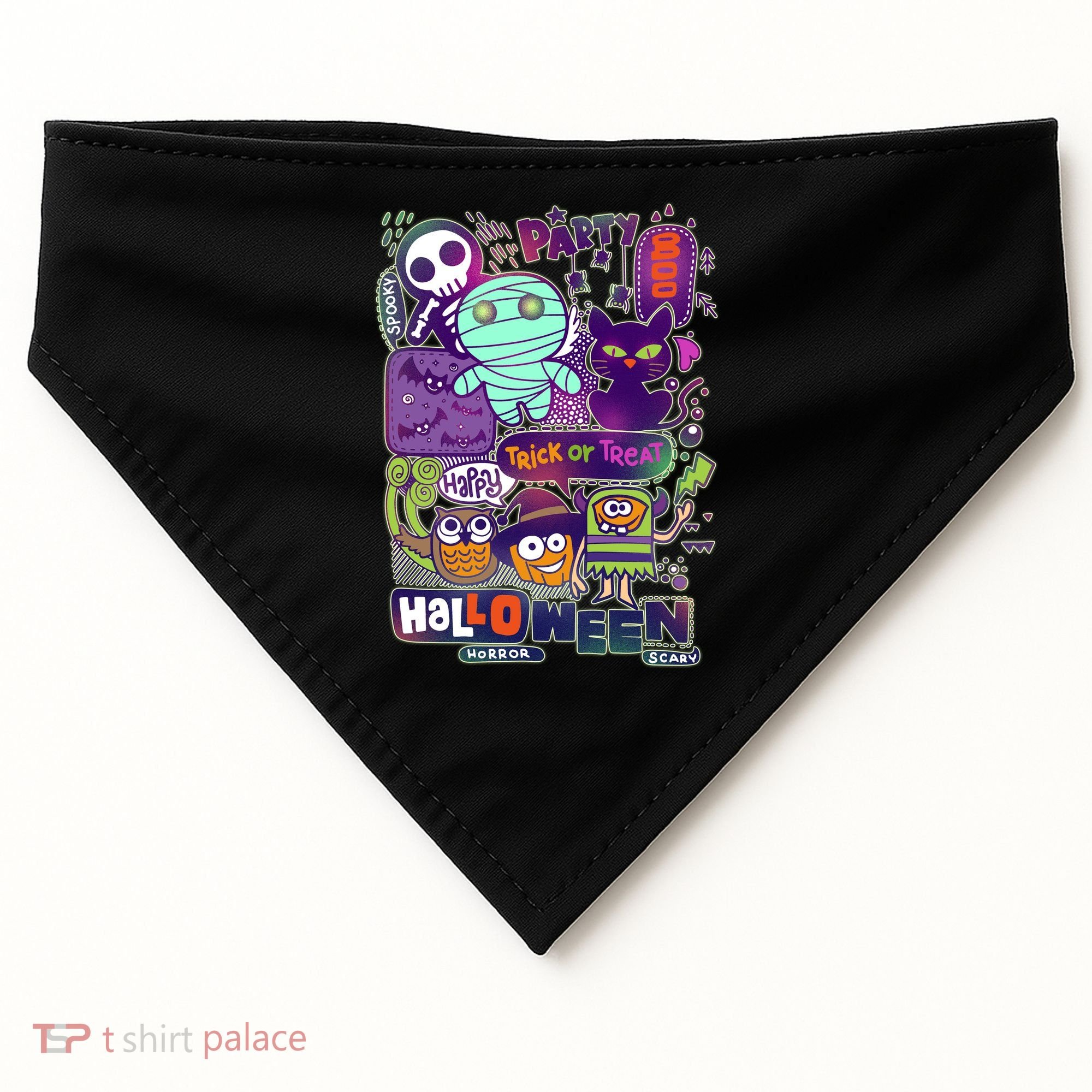 Halloween Party Doodles USA-Made Doggie Bandana