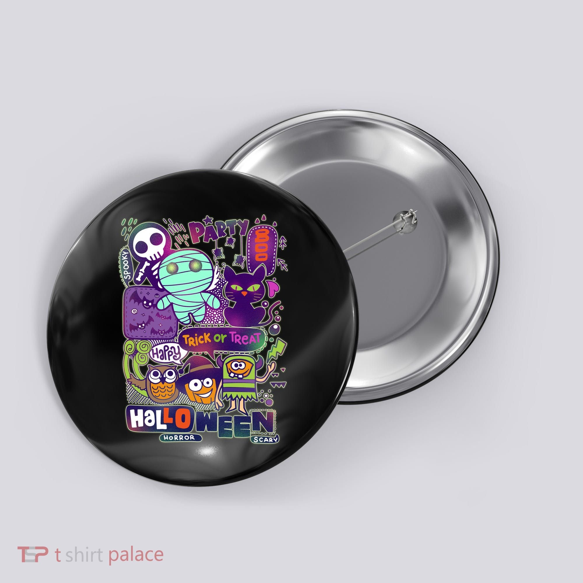 Halloween Party Doodles Button