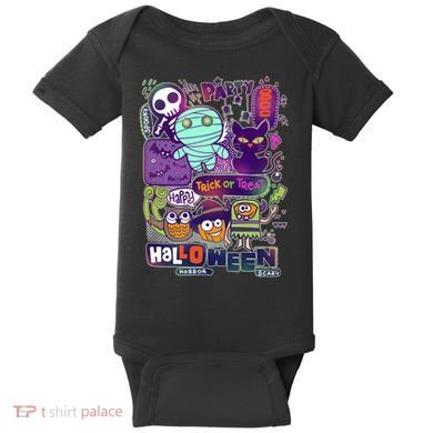 Halloween Party Doodles Baby Bodysuit