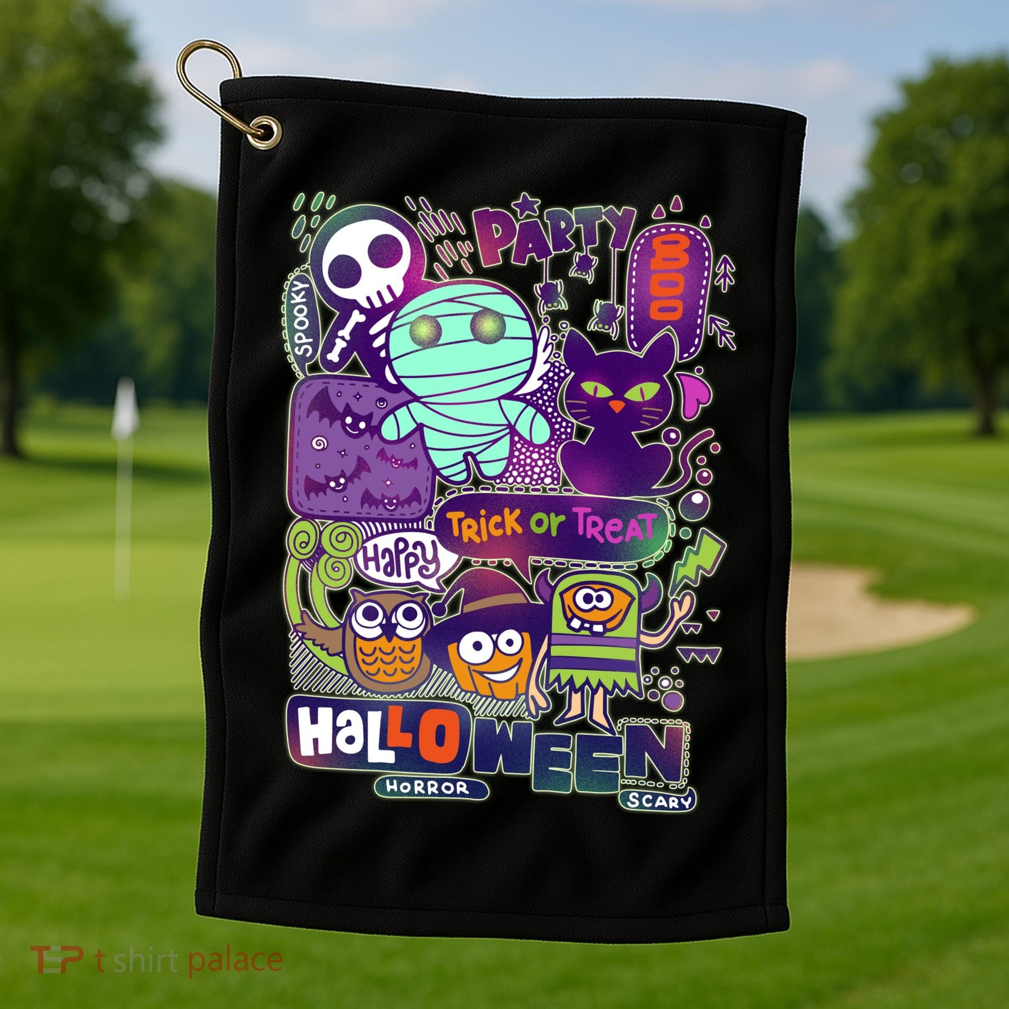 Halloween Party Doodles Golf Towel
