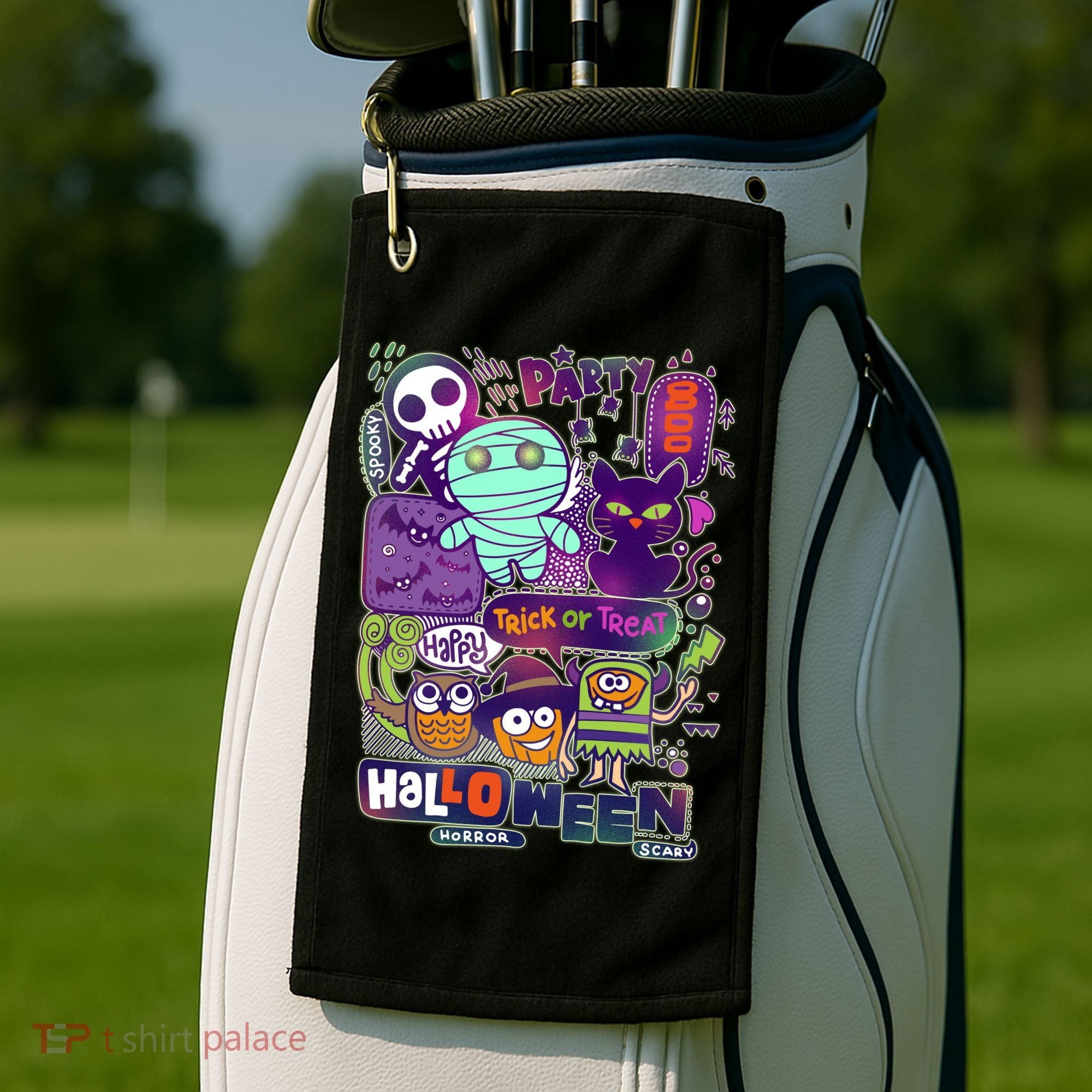 Halloween Party Doodles Golf Towel