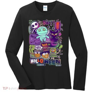 Halloween Party Doodles Women's Long Sleeve Shirt