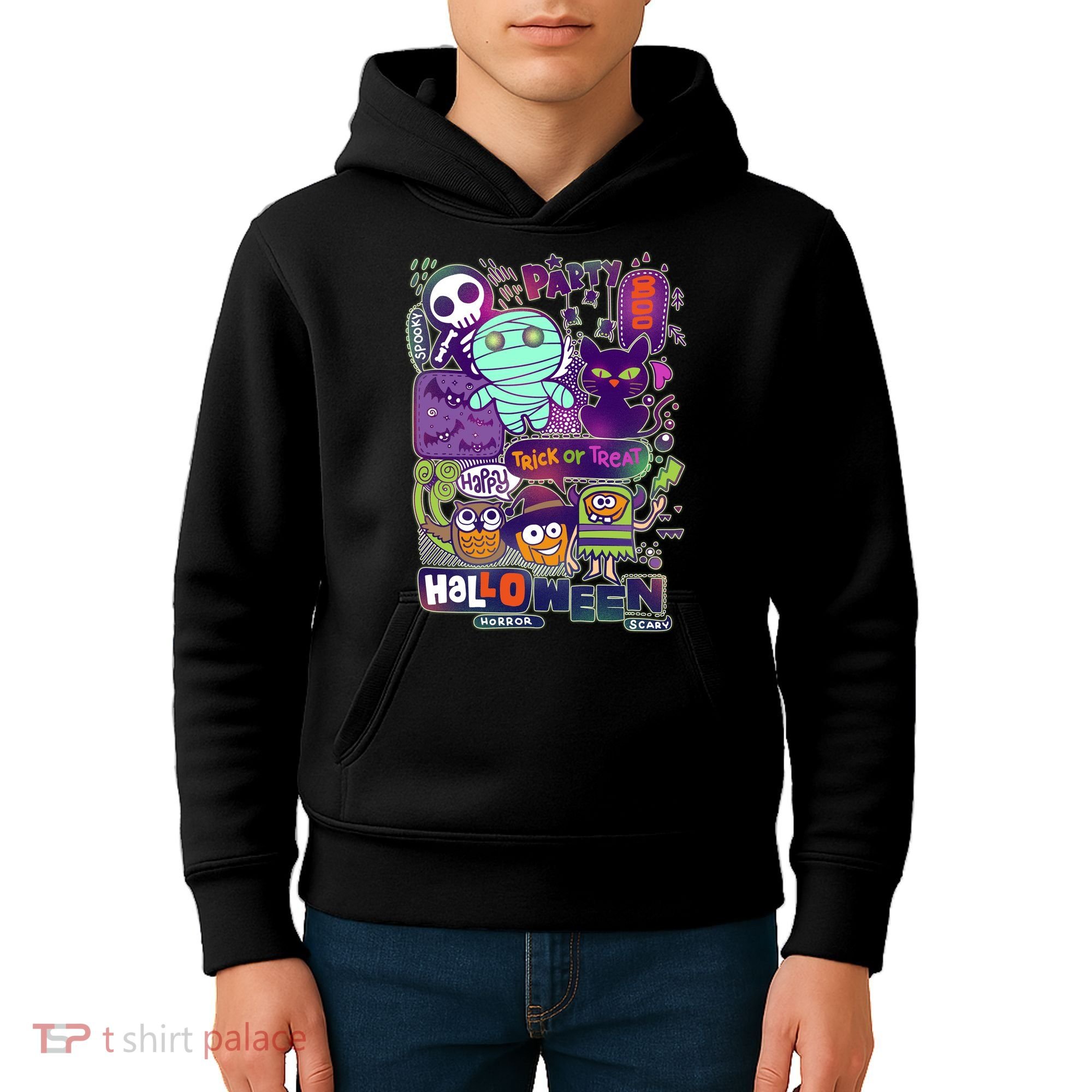 Halloween Party Doodles Kids Hoodie