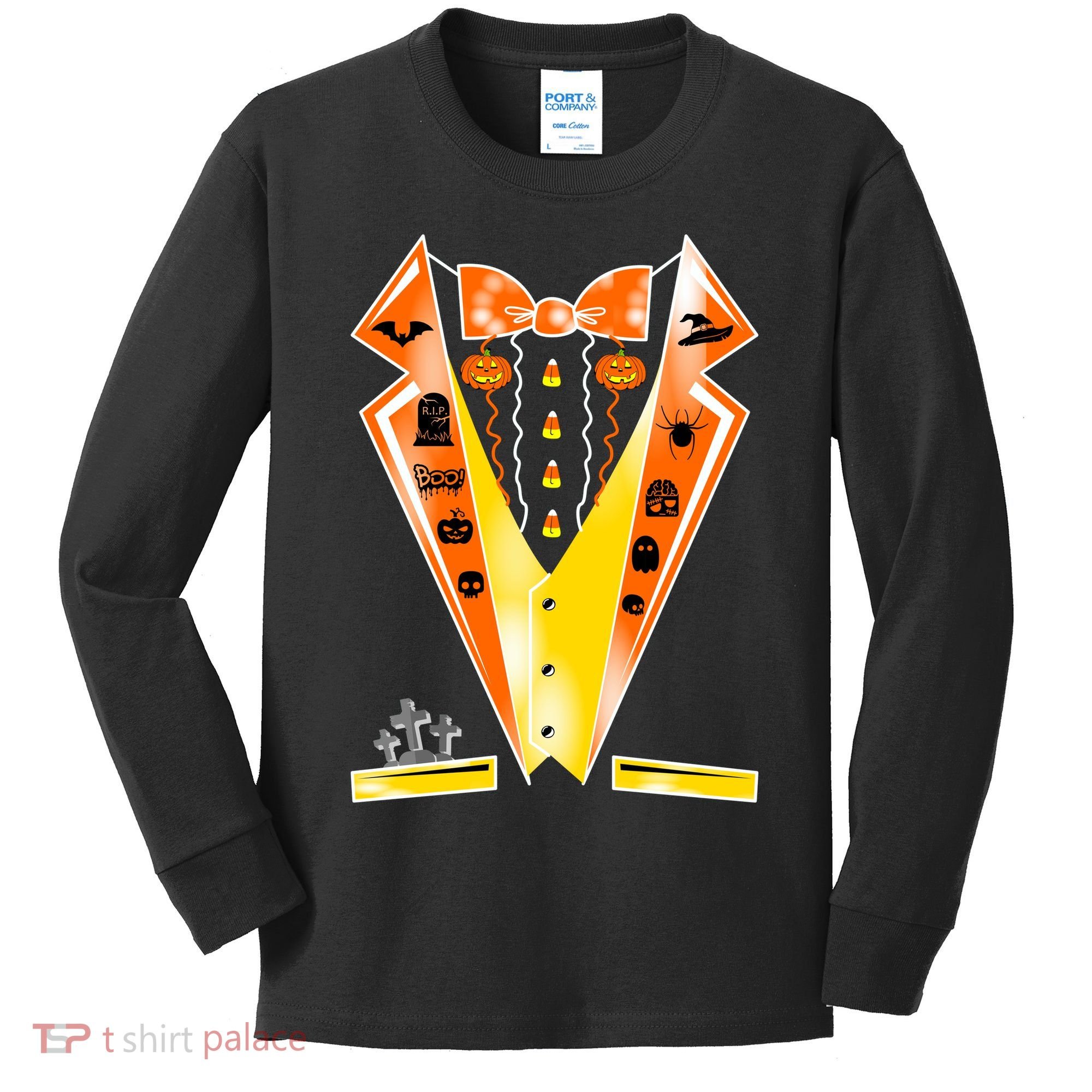 Halloween Party Tuxedo Tux Kids Long Sleeve Shirt