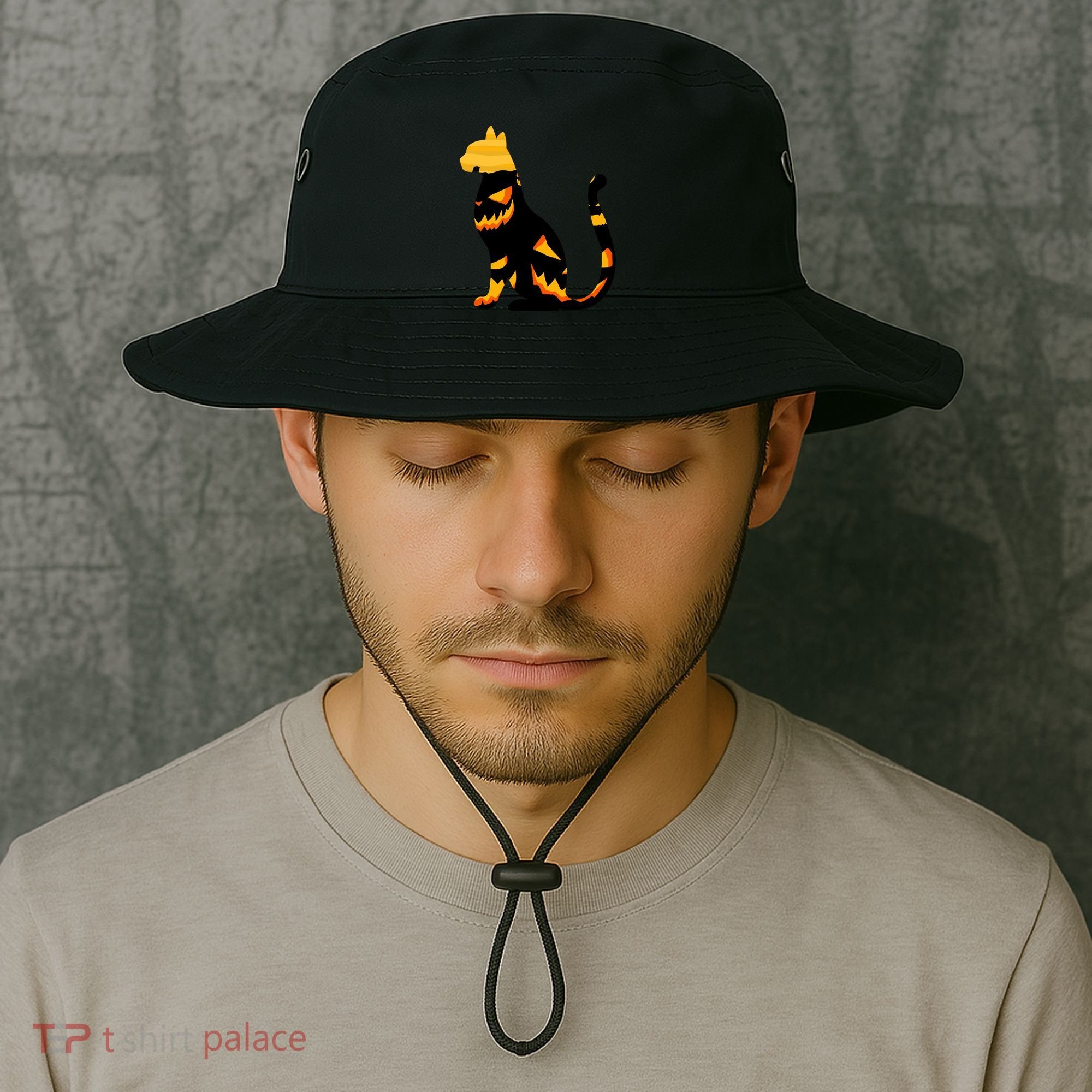 Halloween Pumpkin Cat Bucket Hat