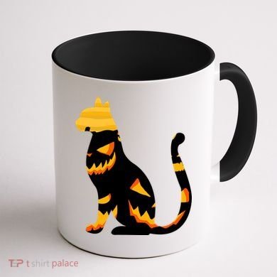 Halloween Pumpkin Cat Coffee Mug back