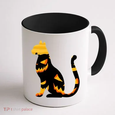 Halloween Pumpkin Cat Coffee Mug back