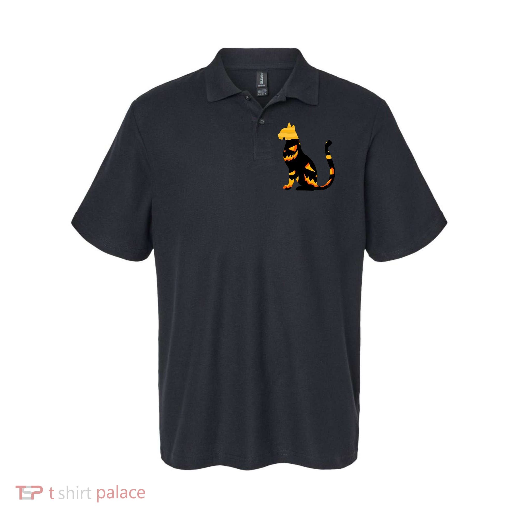 Halloween Pumpkin Cat Polo