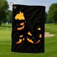 Halloween Pumpkin Cat Golf Towel thumb 1