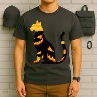 Halloween Pumpkin Cat T-Shirt thumb 6