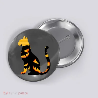 Halloween Pumpkin Cat Button