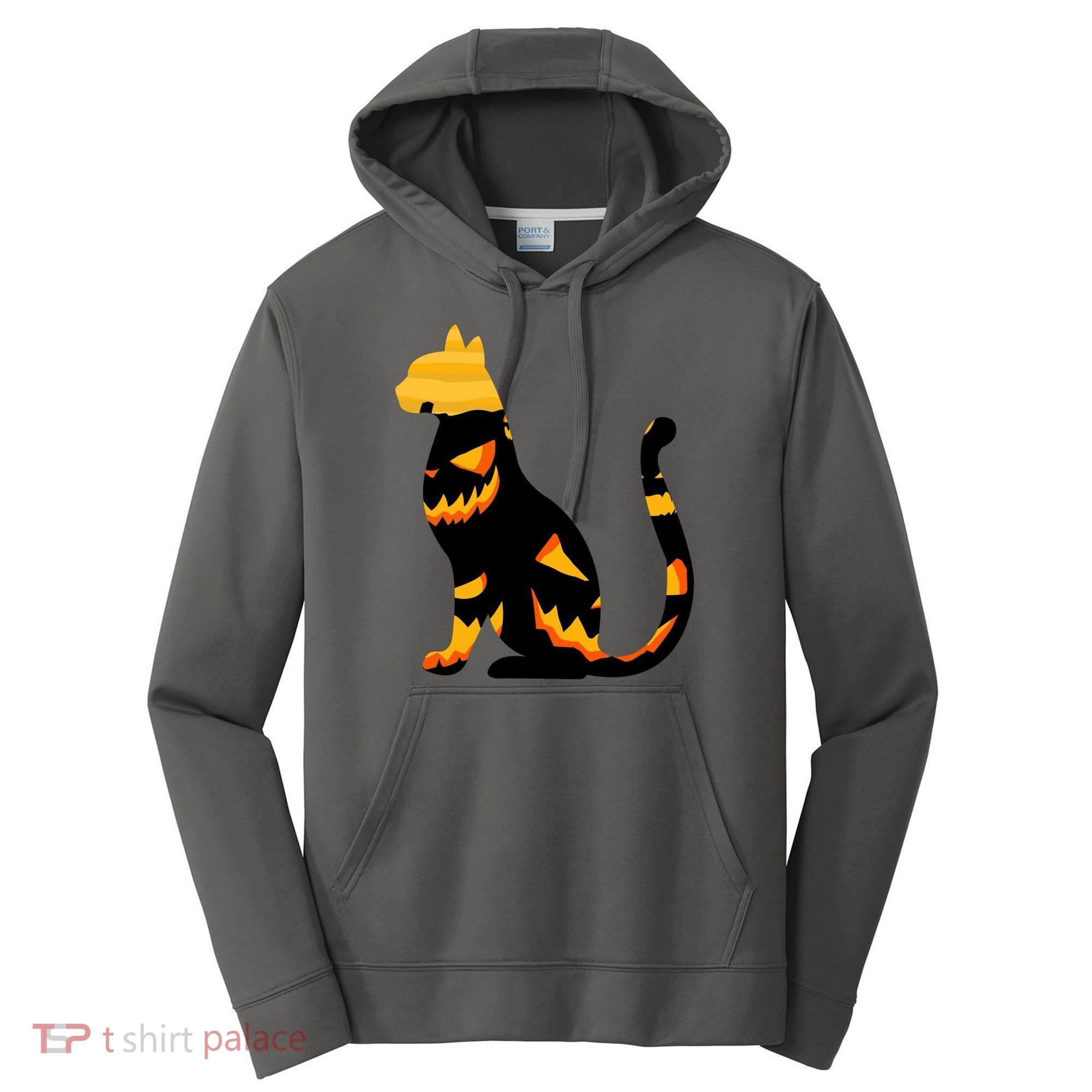 Halloween Pumpkin Cat Performance Fleece Hoodie