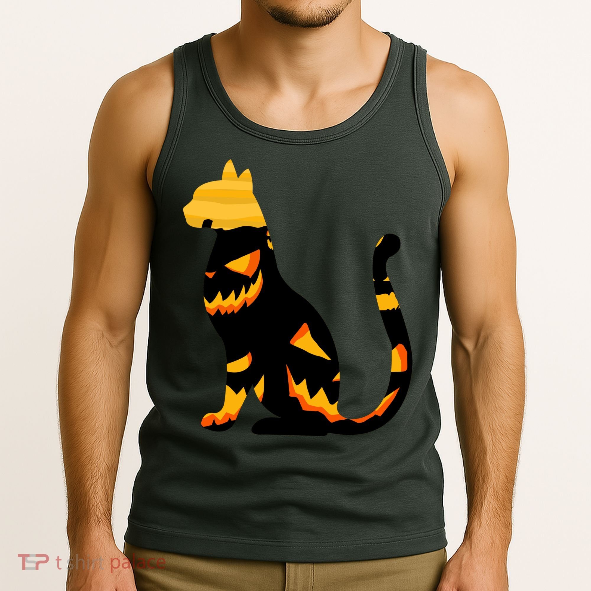 Halloween Pumpkin Cat Tank Top