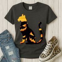 Halloween Pumpkin Cat Women's T-Shirt thumb 3