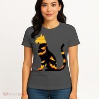 Halloween Pumpkin Cat Women's T-Shirt thumb 4
