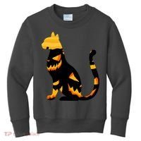 Halloween Pumpkin Cat Kids Sweatshirt thumb 0
