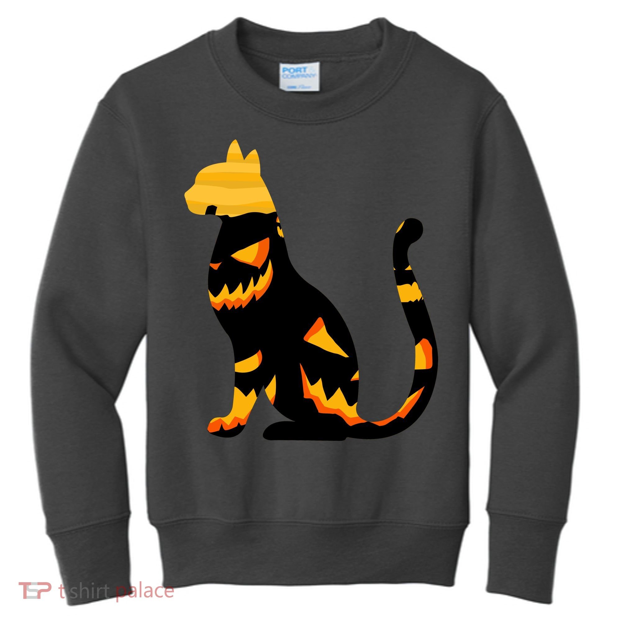 Halloween Pumpkin Cat Kids Sweatshirt